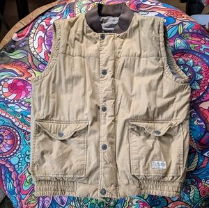 Rare Crooks & Castles Reversible Vest Full Zip Men's Size Large Striped Canvas